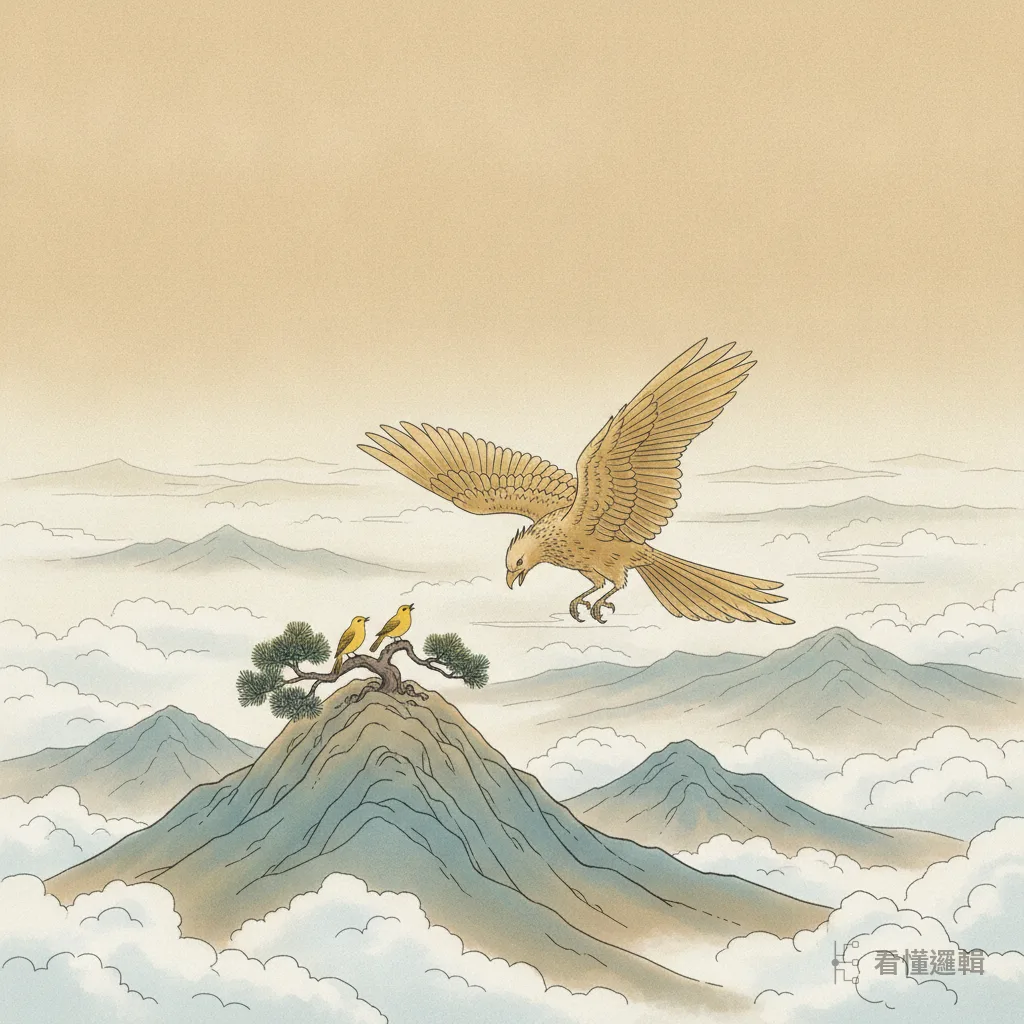 如來座下的大鵬鳥修煉千年，趁佛祖出遊偷偷溜下凡間，和三隻黃鸝鳥結為兄弟，在鳳凰山修行。世間看似無人管束的亂，其實冥冥中自有一股明理的力量在看著。
