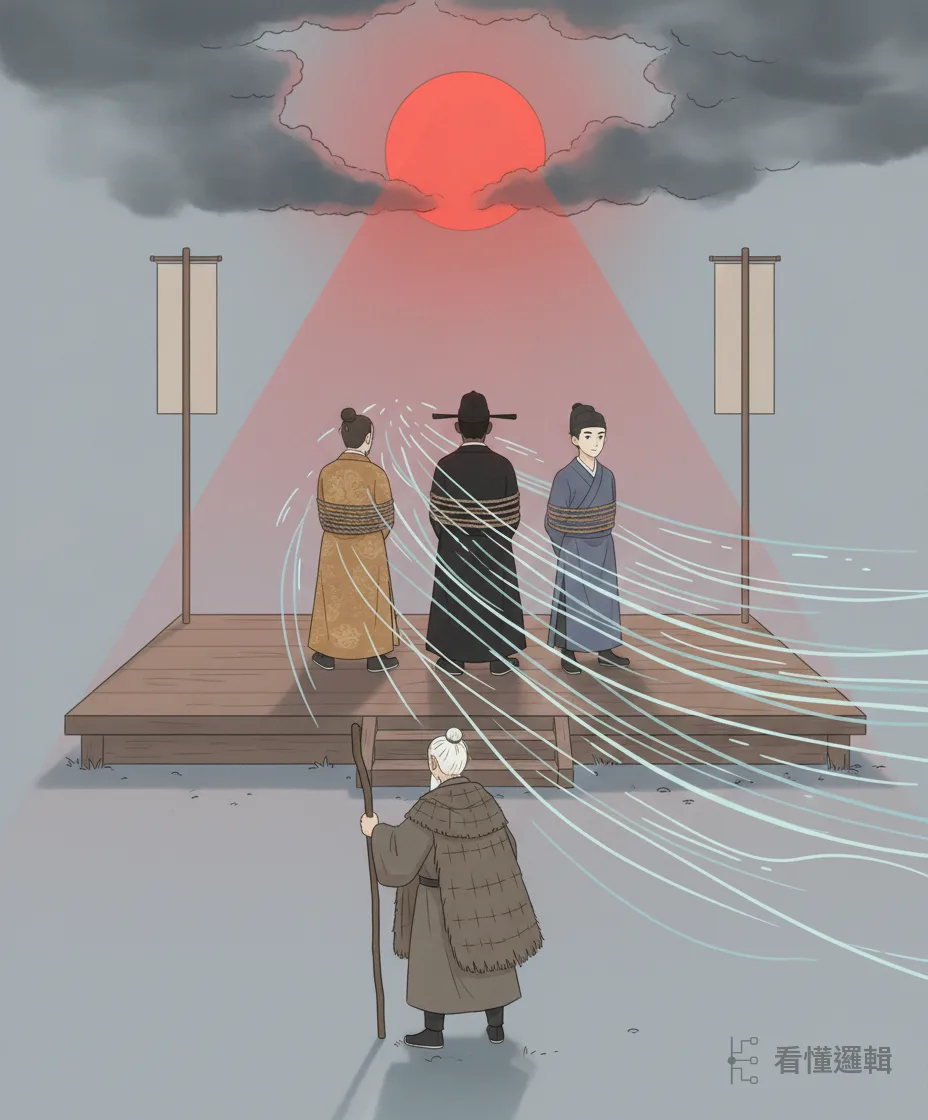 太后受矇，竟把真仁宗、真包公、真文生綁上法場。危急關頭，土地神察覺天子有難，颳起一陣狂風把三人救走——天再暗，也總有一線光要透出來。