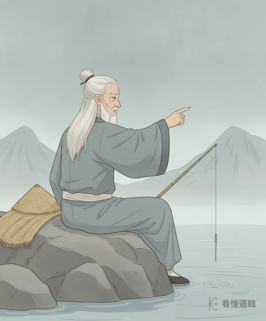姜子牙答道：「寧在直中取，不向曲中求；不為錦鱗設，只釣王與侯。」他要的從不是水裡的魚，而是岸上那個懂他的人。