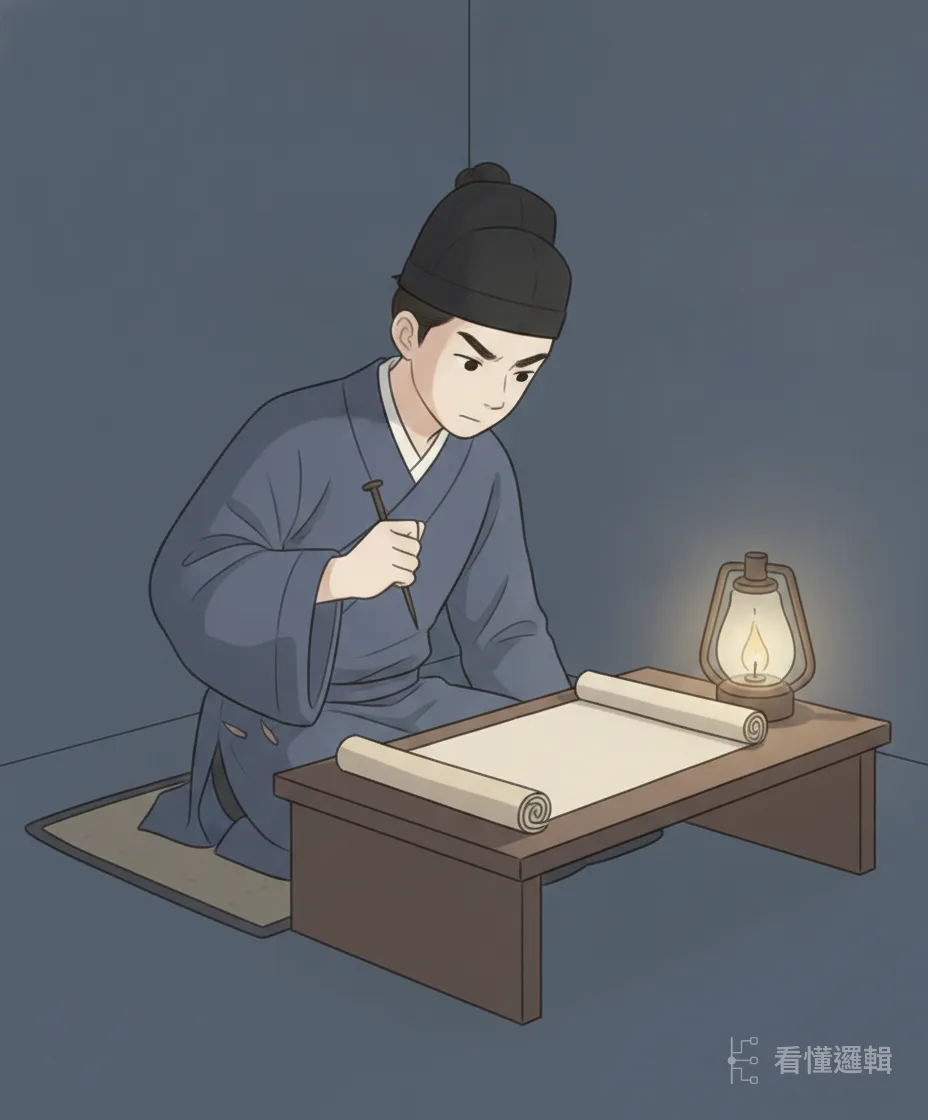 他索性閉門謝客，把日子全用在讀書上；夜深倦極，就以錐刺股提神。旁人的冷語，都被他一句句換成了學問。
