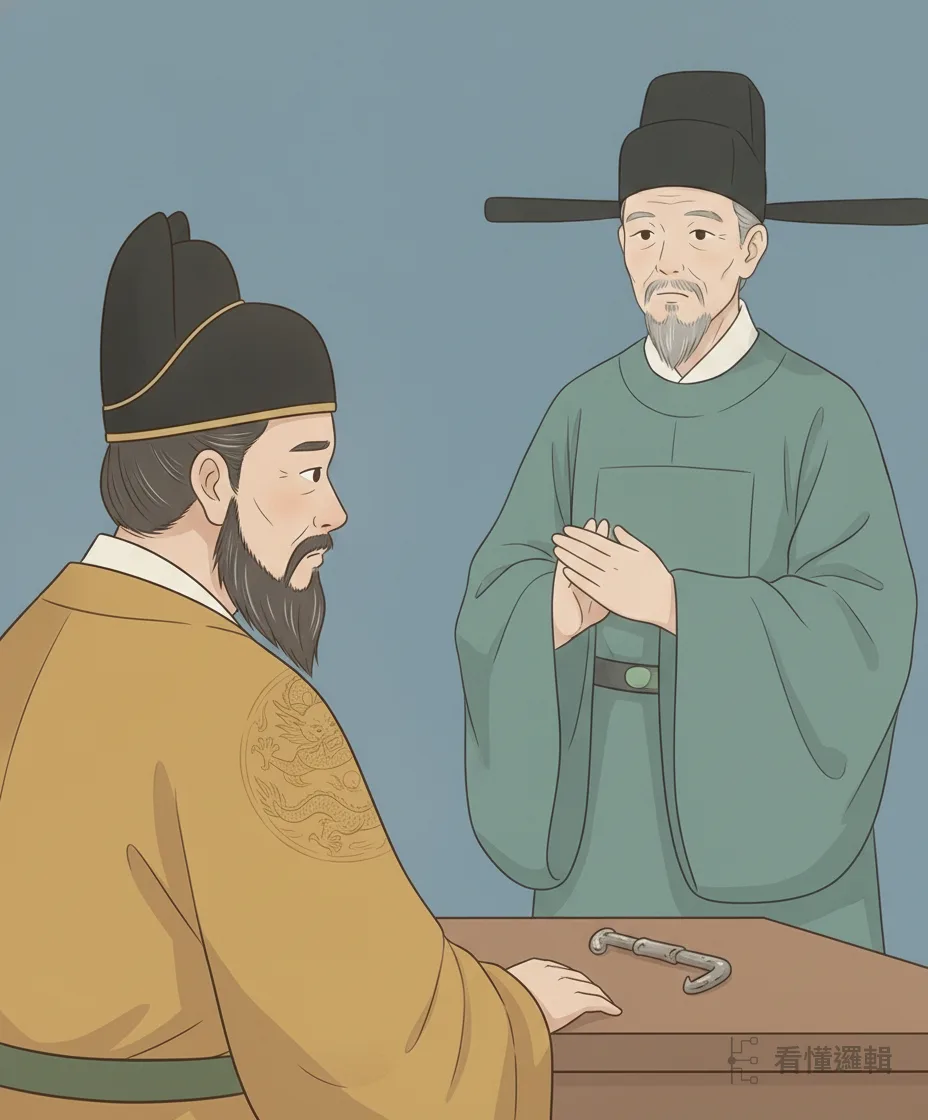 桓公本想為那一箭報那個仇。鮑叔牙卻力薦管仲之才，勸君以大局為重：要成就霸業，非用此人不可。
