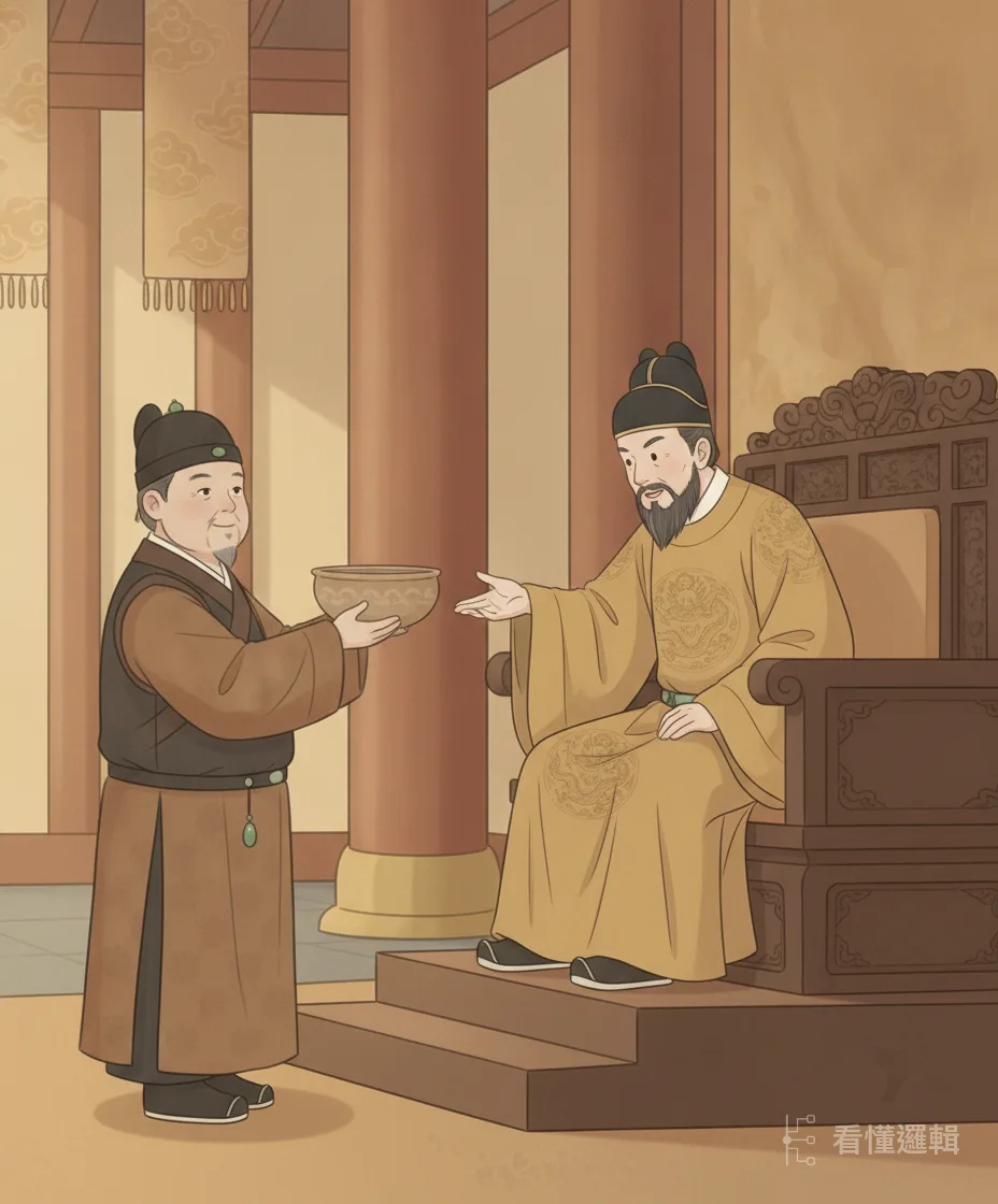 明太祖登基後聽聞此寶，特地向沈萬山開口商借。天子既已開口，他也只得雙手奉上，把聚寶盆送進了宮裡。