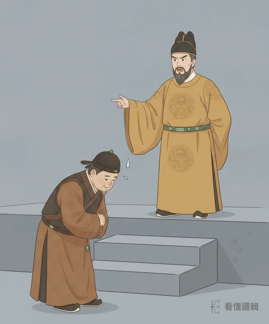 沒想到樣樣辦妥，皇帝反倒拿犒軍當藉口，說平民犒賞天子之軍藏著不臣之心，要重辦他。一片好意，反倒成了招禍的把柄。