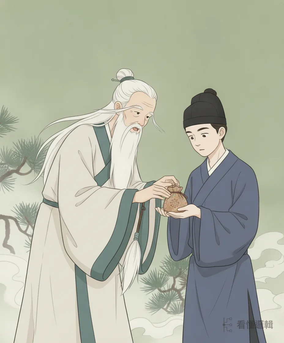 下山那天，鬼谷子看出龐涓心術不夠正，特地把孫臏留下，塞給他一枚錦囊，低聲交代：遇到過不去的難關，再拆開。前路的變數，其實師父早就看在眼裡。