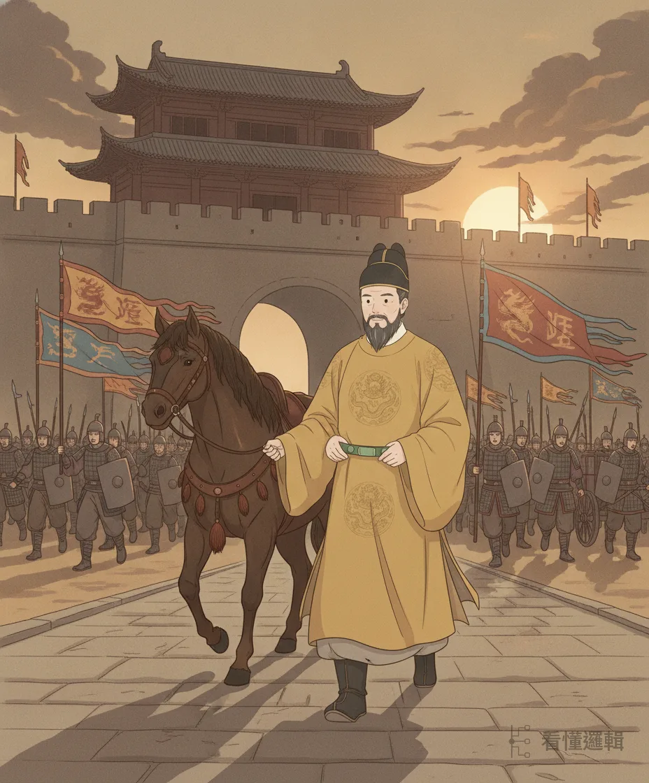 貞觀年間，高句麗內亂，鄰邦新羅來求援。唐太宗親自領軍東征——大軍開拔那日軍容鼎盛，正像初升的日頭，要把眼前的風雲一舉掃開。