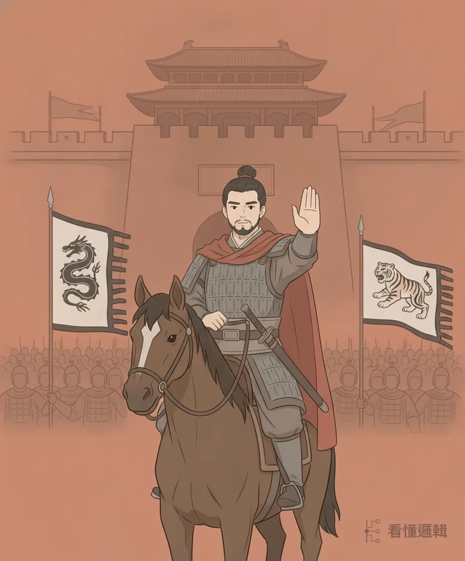 兩強對壘，正如龍虎相交於門前——秦軍壓境，六國嚴陣以待，一場硬仗蓄勢待發。
