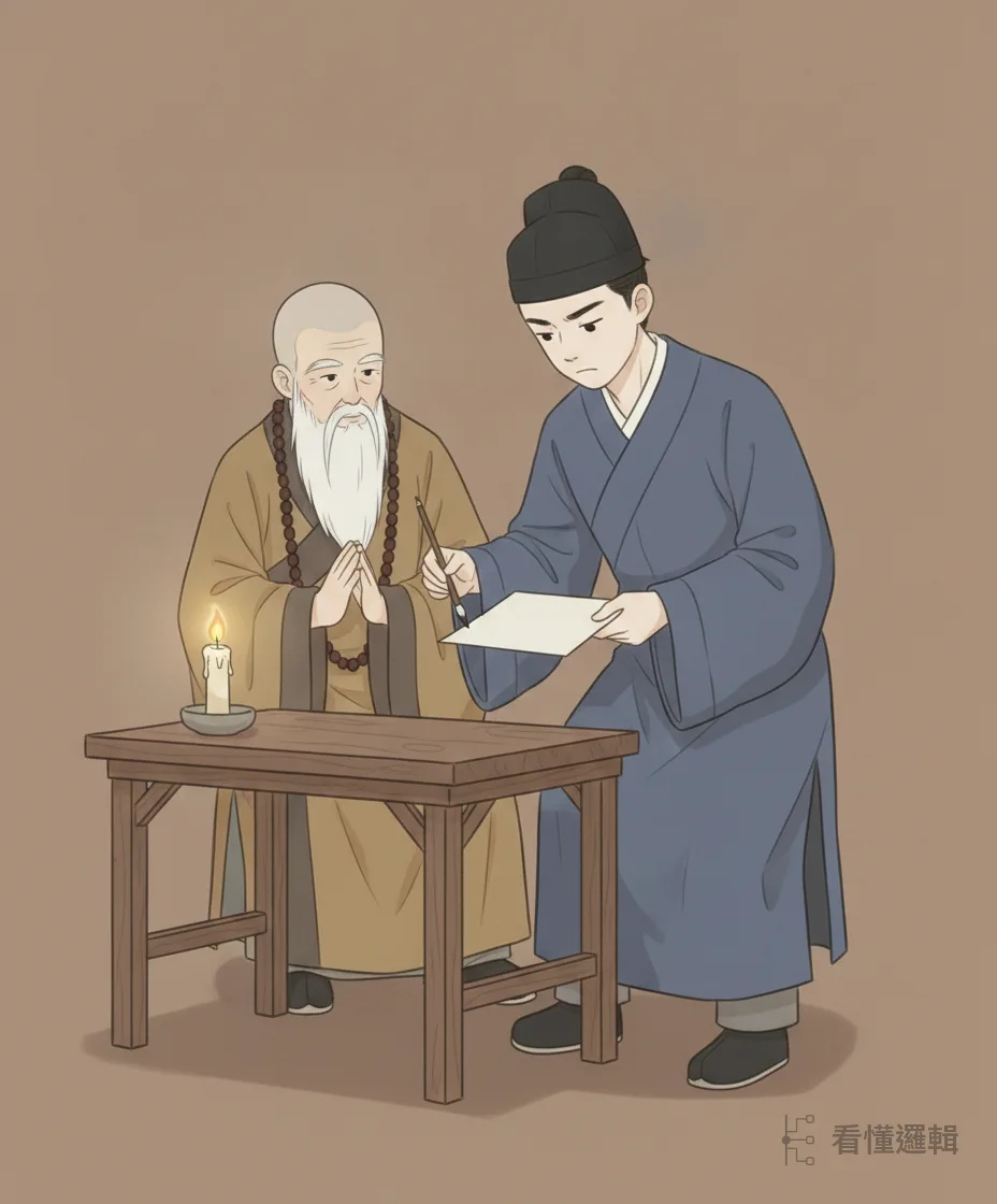 張珙挺身而出，連夜修書向舊識杜將軍求援，託寺中僧人冒險送出。這段姻緣的遲與速，此刻還看不真切。（應第三句「若問中間遲與速」。）