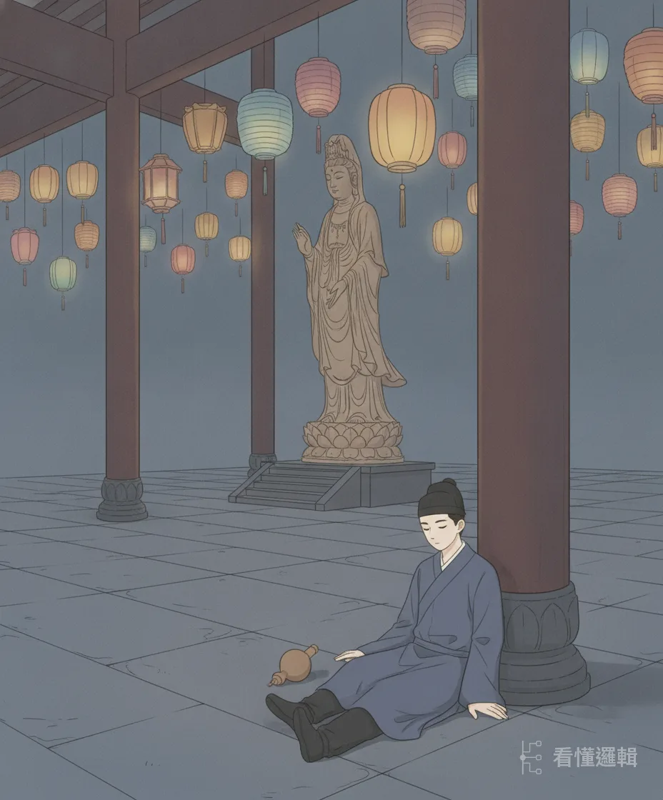 元宵這夜，滿寺花燈。郭華與友人小聚後先到殿中等候，卻不勝酒力，還沒等到月英，就靠著殿柱沉沉睡去。