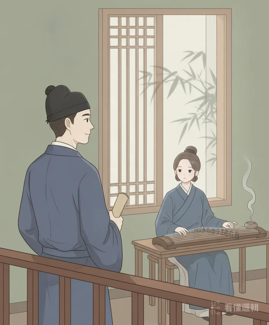 一來二往，兩人以琴書相和、日漸相知，那份情意像窗外的竹影，安安靜靜就長了起來。