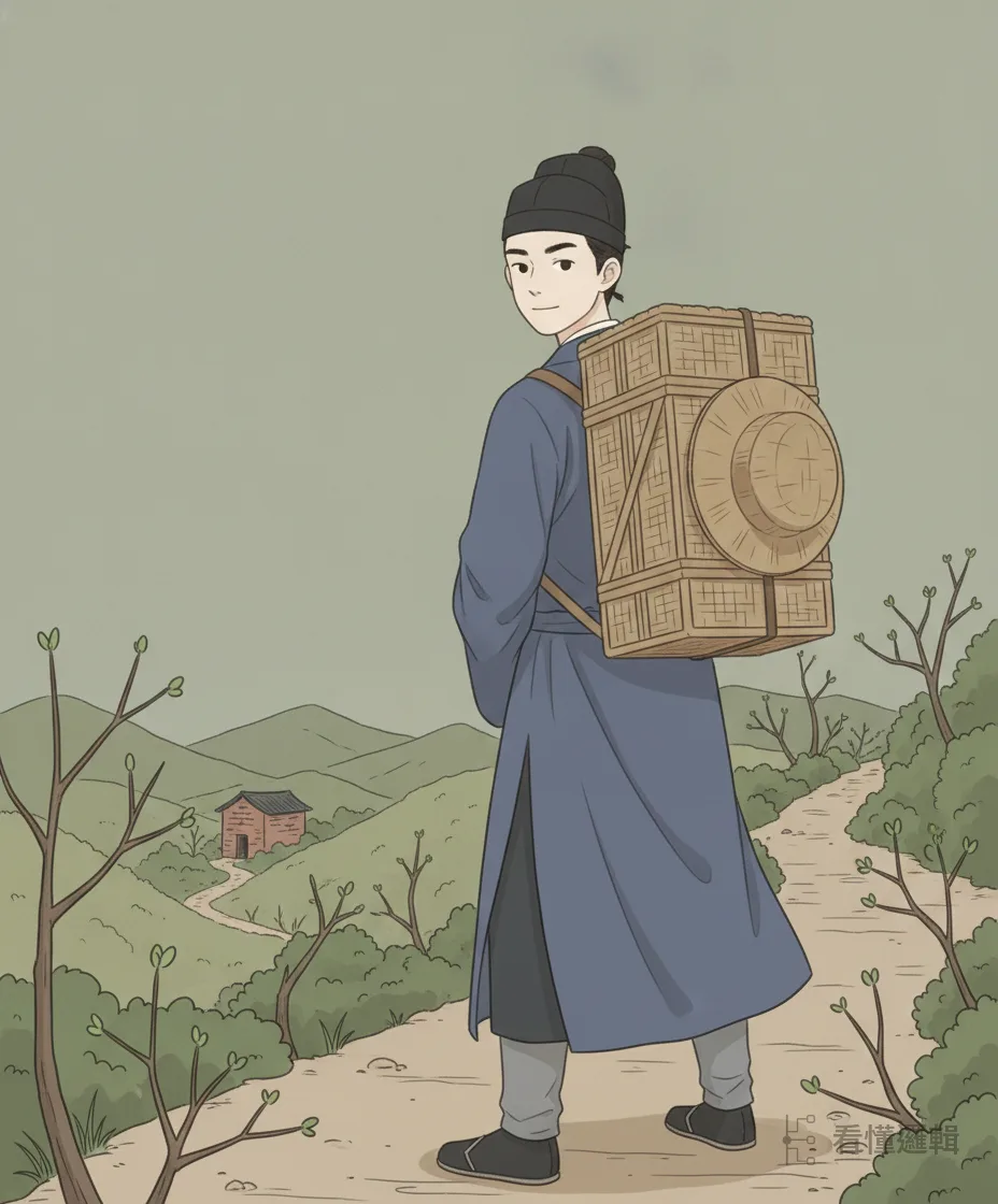呂蒙正踏上進京之路。山徑旁枝頭冒出新芽——冬天到了盡頭，屬於他的春天正要開始。