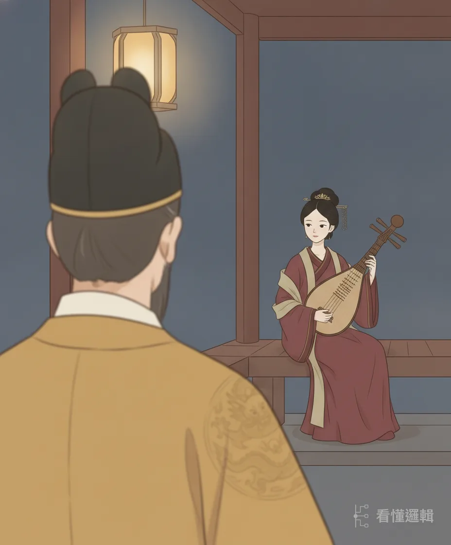 一夜元帝循琴音而來，召見後驚覺昭君才貌出眾，隨即下令查辦毛延壽——冷宮裡的委屈，總算被看見了。