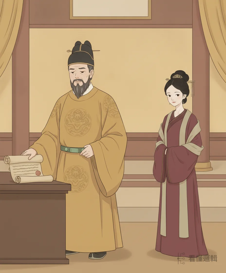 等元帝終於識得昭君的才貌，家國卻已把她推向塞外。為了漢匈之間不起兵戈，元帝只能忍痛下令送她和親。眼前的路像被雲遮住的月色，看得見輪廓，卻照不亮前程，正是『雲遮月色正朦朧』。