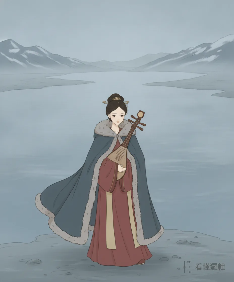 走到最後，傳說她來到塞外的江畔，懷抱琵琶，神情決絕——這條路，她從一開始就無從選擇。