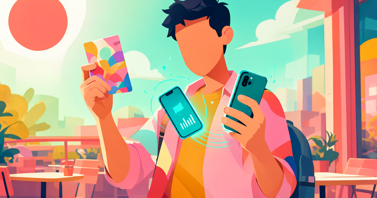 Phone scanning a paper business card beside a follow-up list sketch, no text