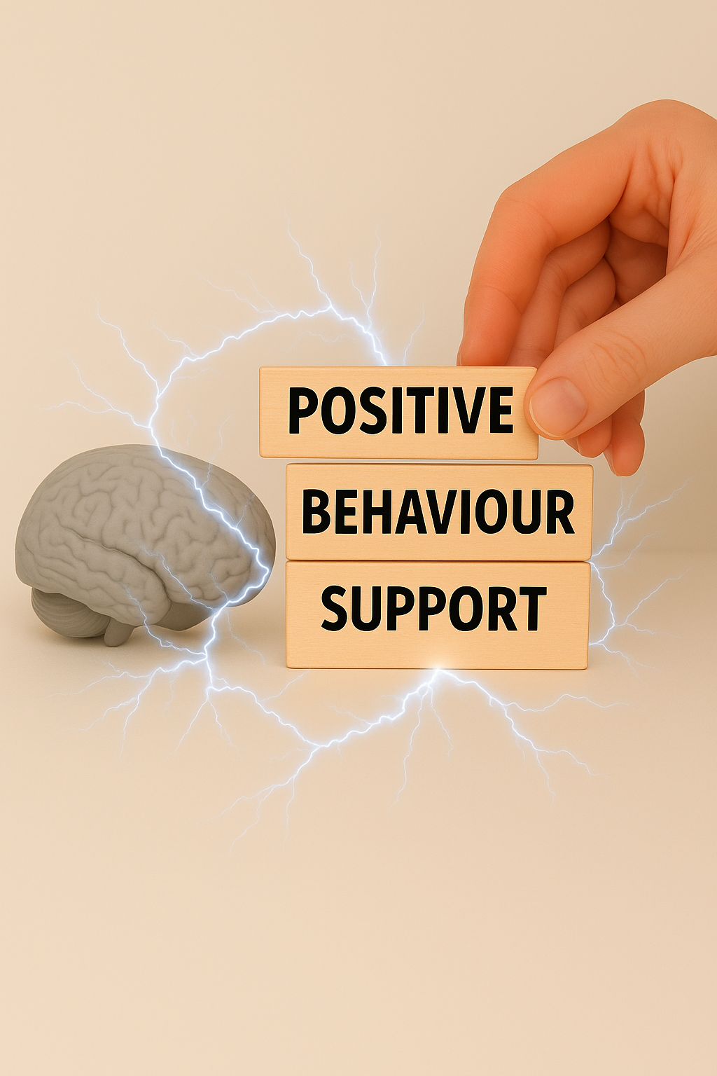 Positive Behaviour Support illustration showing a person achieving goals with support