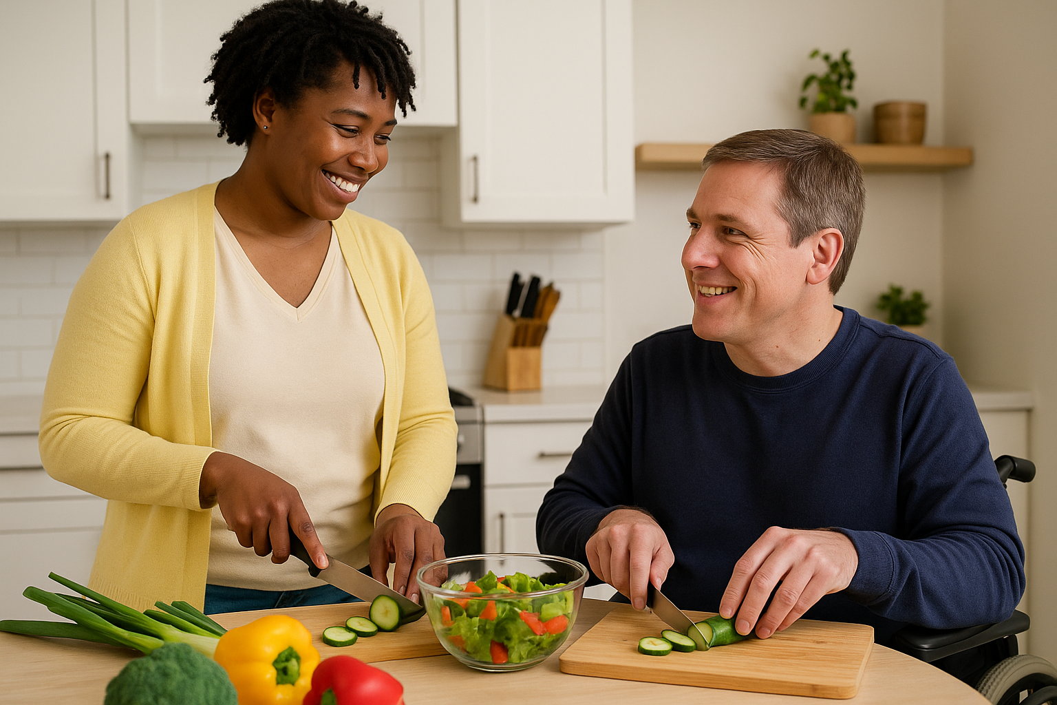 Assistance with Daily Living image showing a supportive home environment