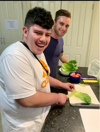 Support worker assisting a person at home