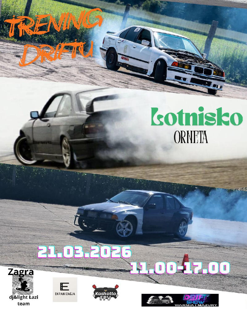 Trening driftu na Lotnisku Orenta