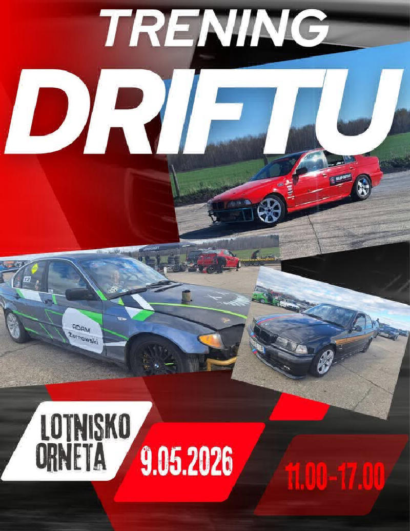 Trening driftu na Lotnisku Orneta