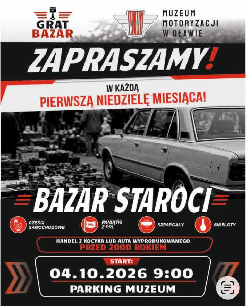 GRAT BAZAR W MUZEUM MOTORYZACJI WENA W OŁAWIE