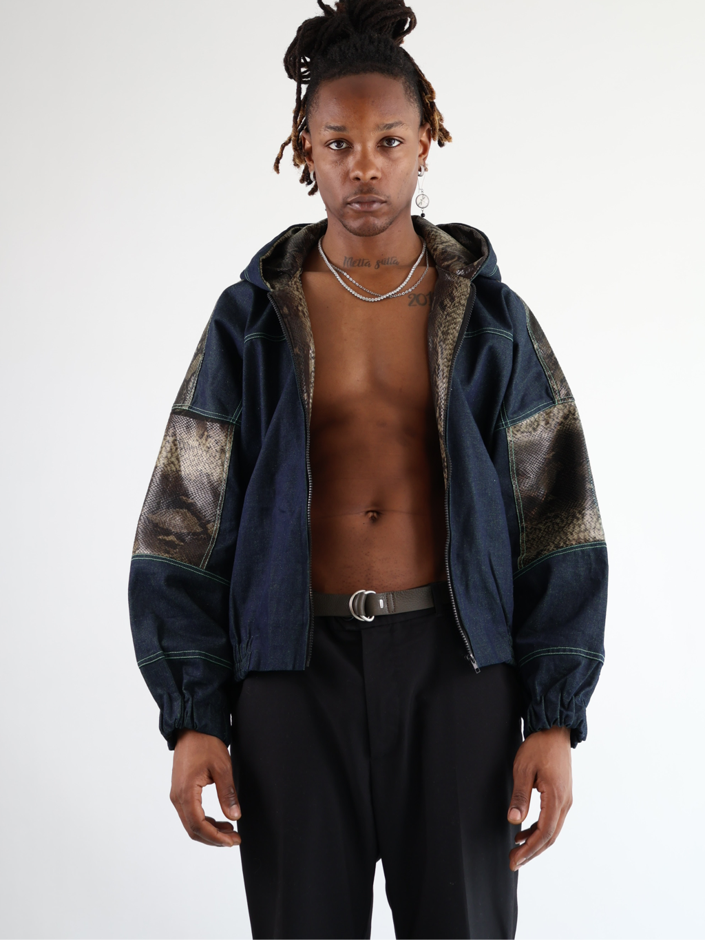 Faux Snakeskin & Denim Jacket 