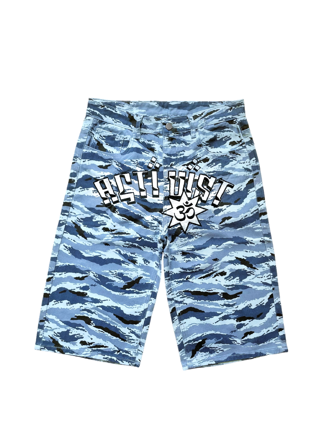 CAMO DENIM SHORTS