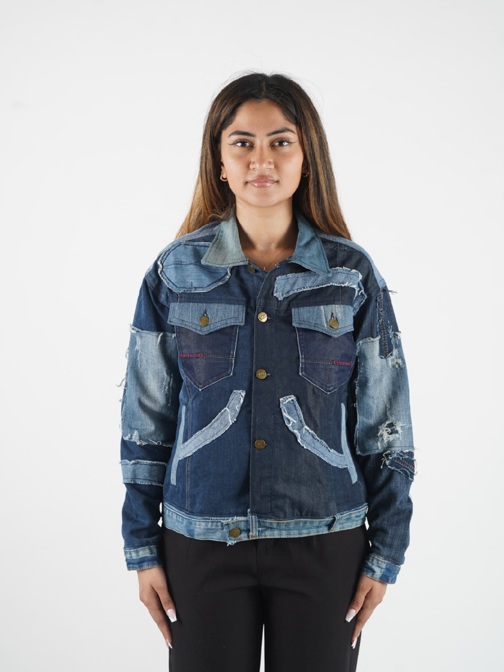 Blue Denim Jacket in Patchwork