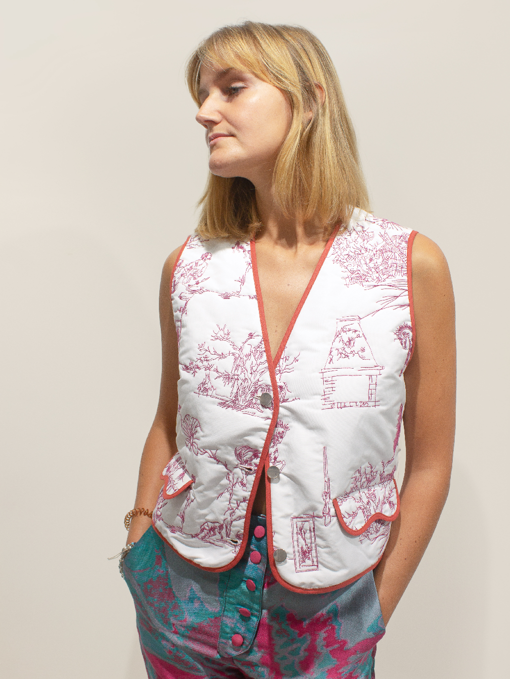 Gilet à feuilles 🍂 Fuchsia