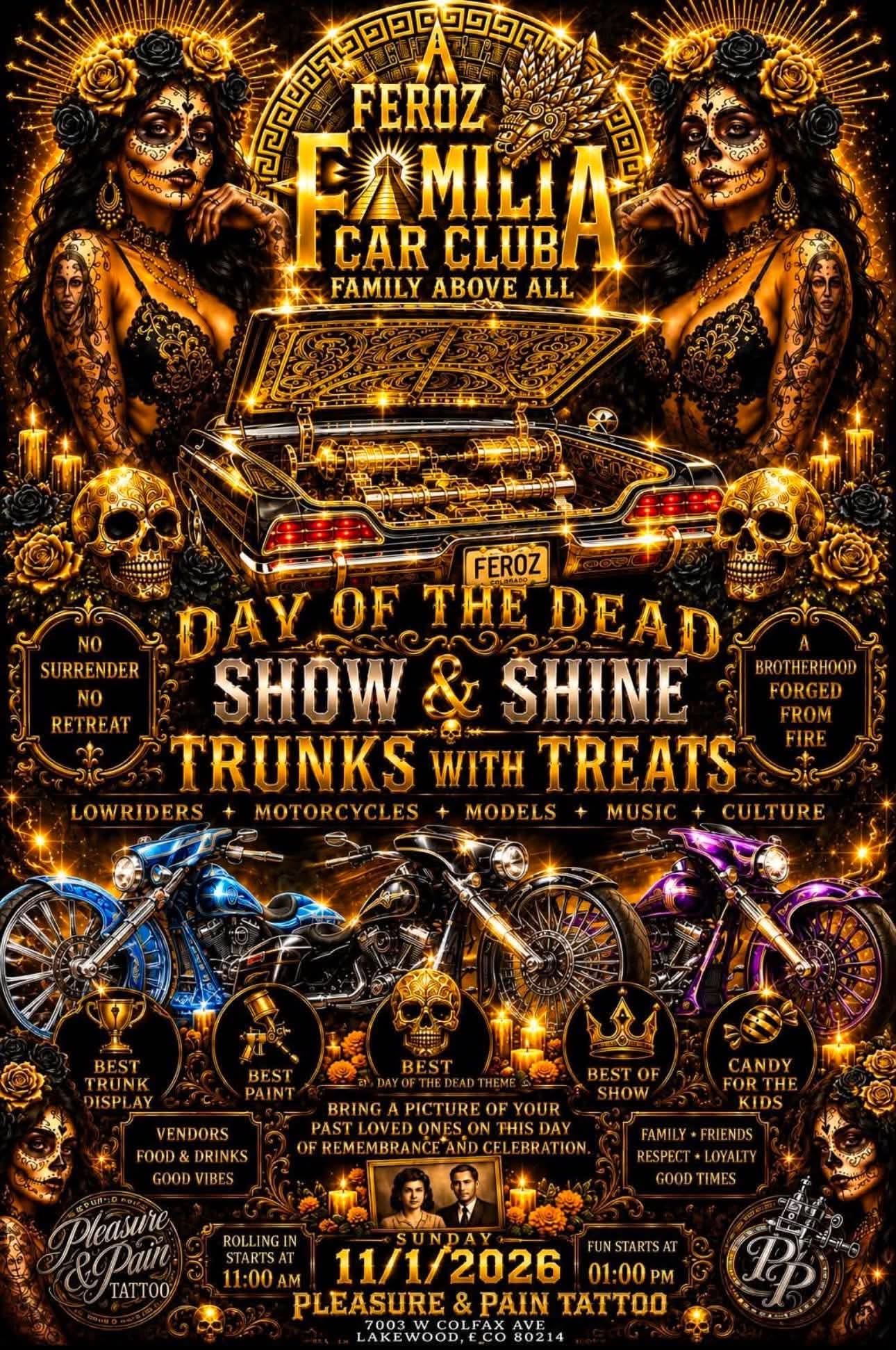 Feroz Familia CC Day of the Dead TrunksW/Treats Show & Shine