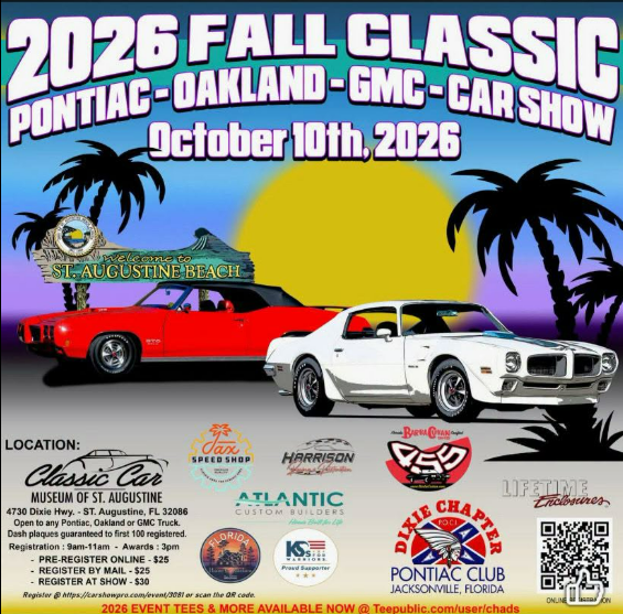 2026 Dixie Chapter Pontiac Club Fall Classic Pontiac-Oakland-GMC Car Show