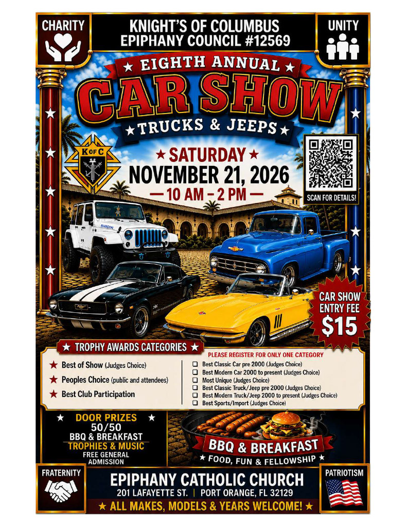 8th Annual Knight’s of Columbus Epiphany Council #12569 Car Show Trucks & Jeeps