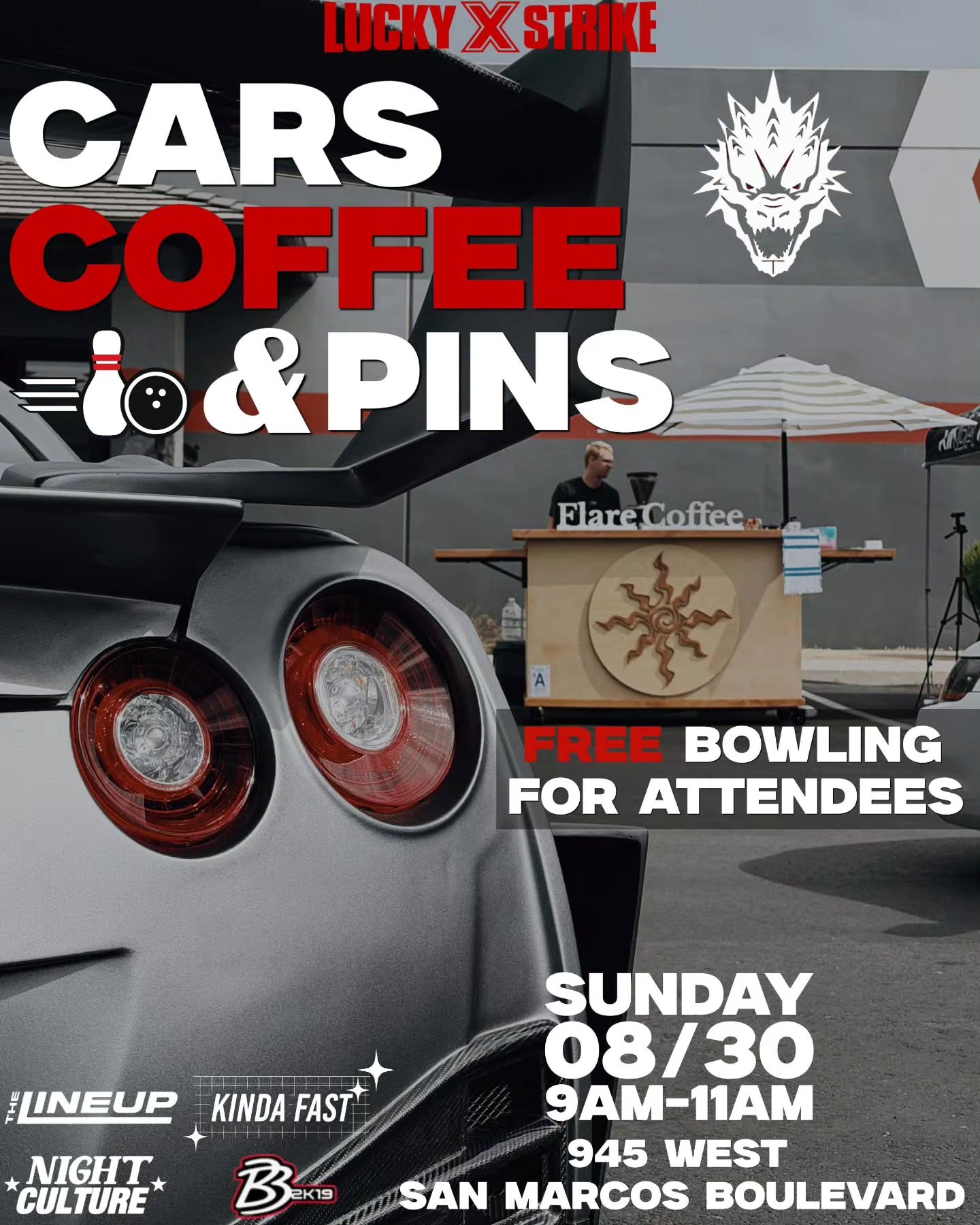 Cars, Coffee & Pins at Lucky Strike San Marcos