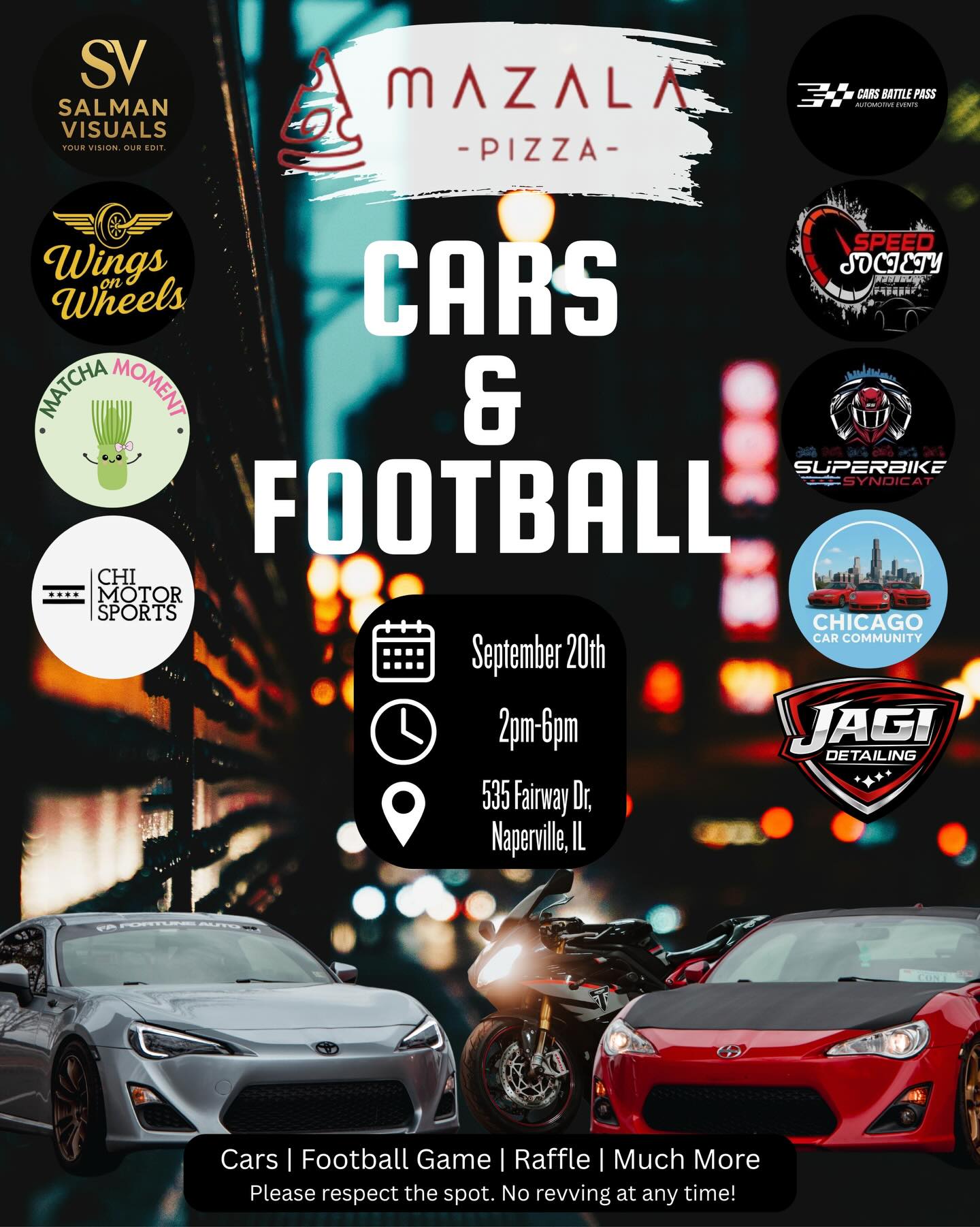 Cars, Football & Food Meet at Mazala Pizza