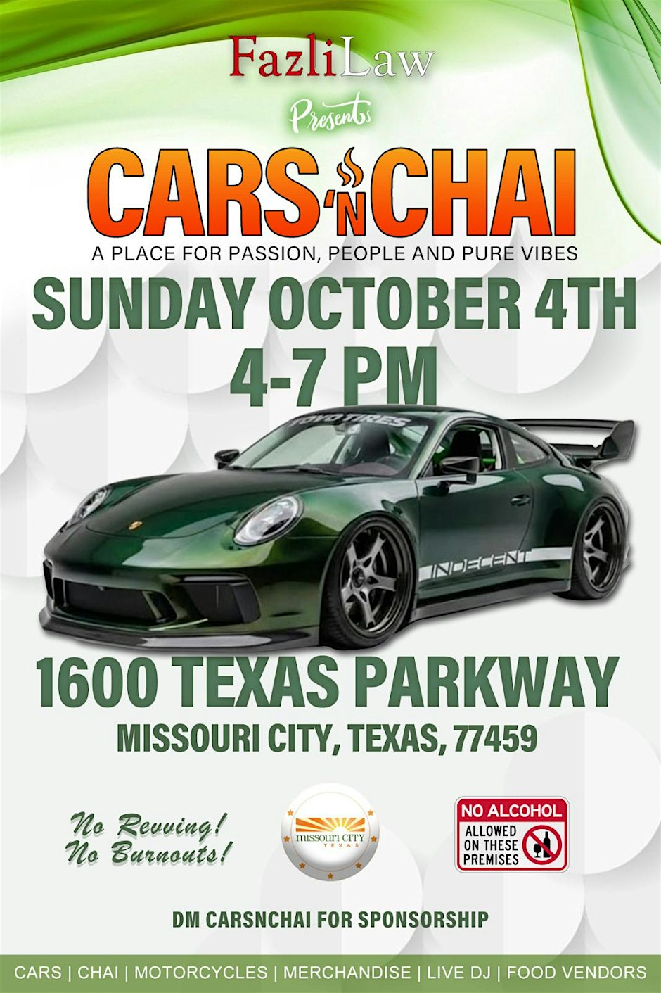 Cars N Chai Car Show | Oct 4th 4-7 | Missouri City City Hall