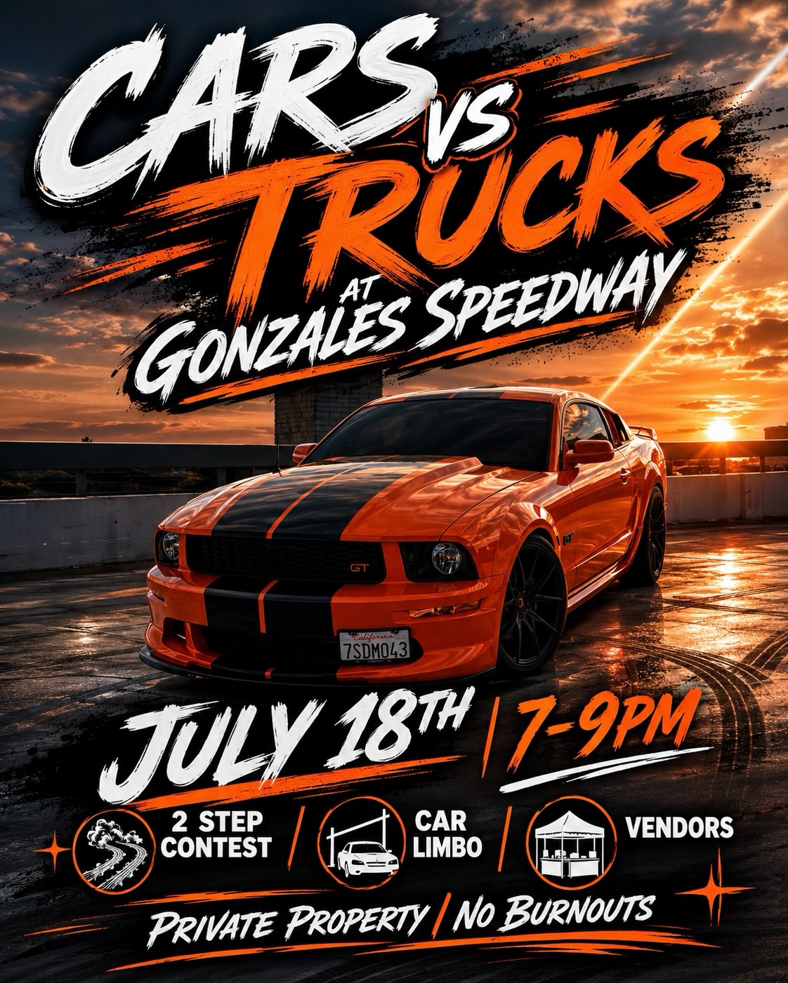 Cars vs Trucks at Gonzales Speedway