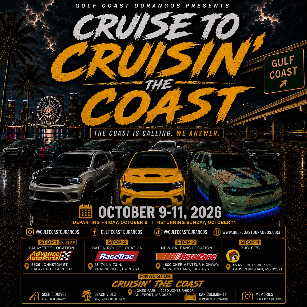 Cruise to Cruisin' the Coast 2026