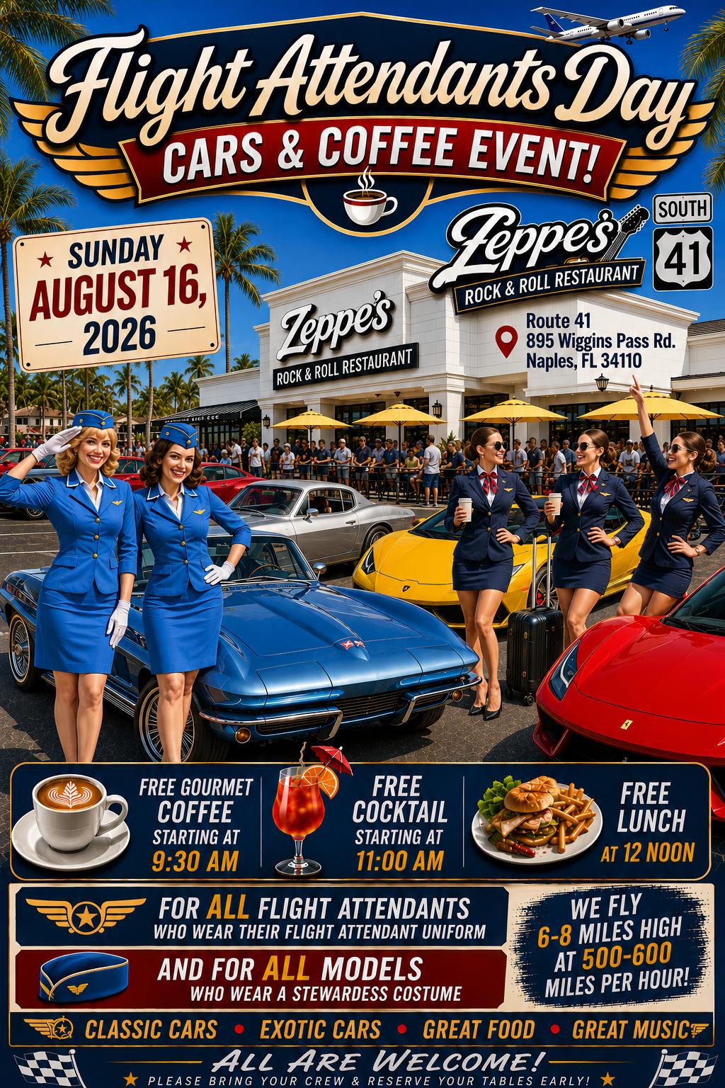Flight Attendants Day at Zeppe’s Cars and Coffee