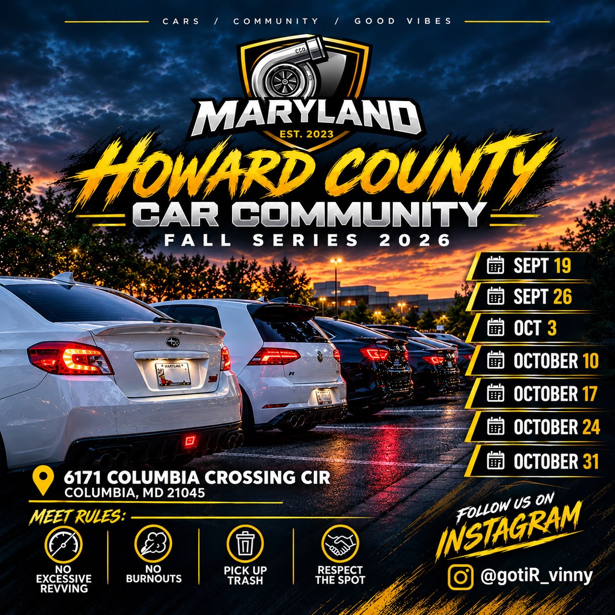 Howard County Car Community — Fall Series 2026
