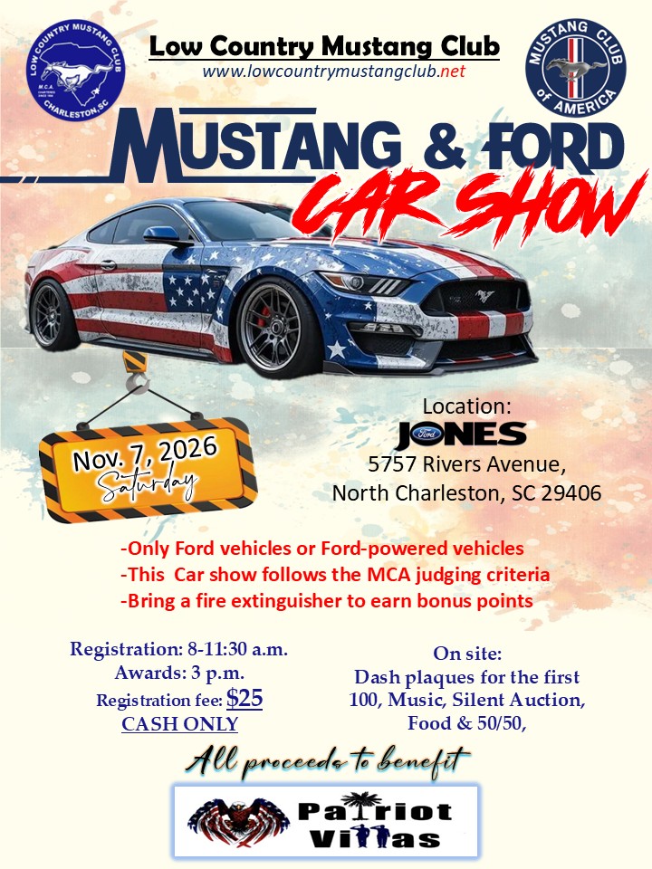 Low Country Mustang Club 32nd Annual Mustang & Ford Car Show Charleston, SC