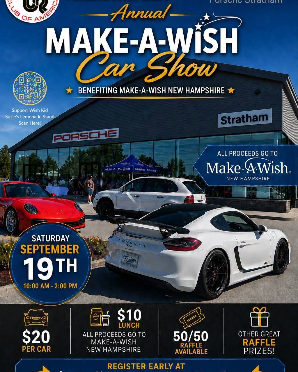 Porsche Club of America Annual Car Show benefiting Make-A-Wish New Hampshire