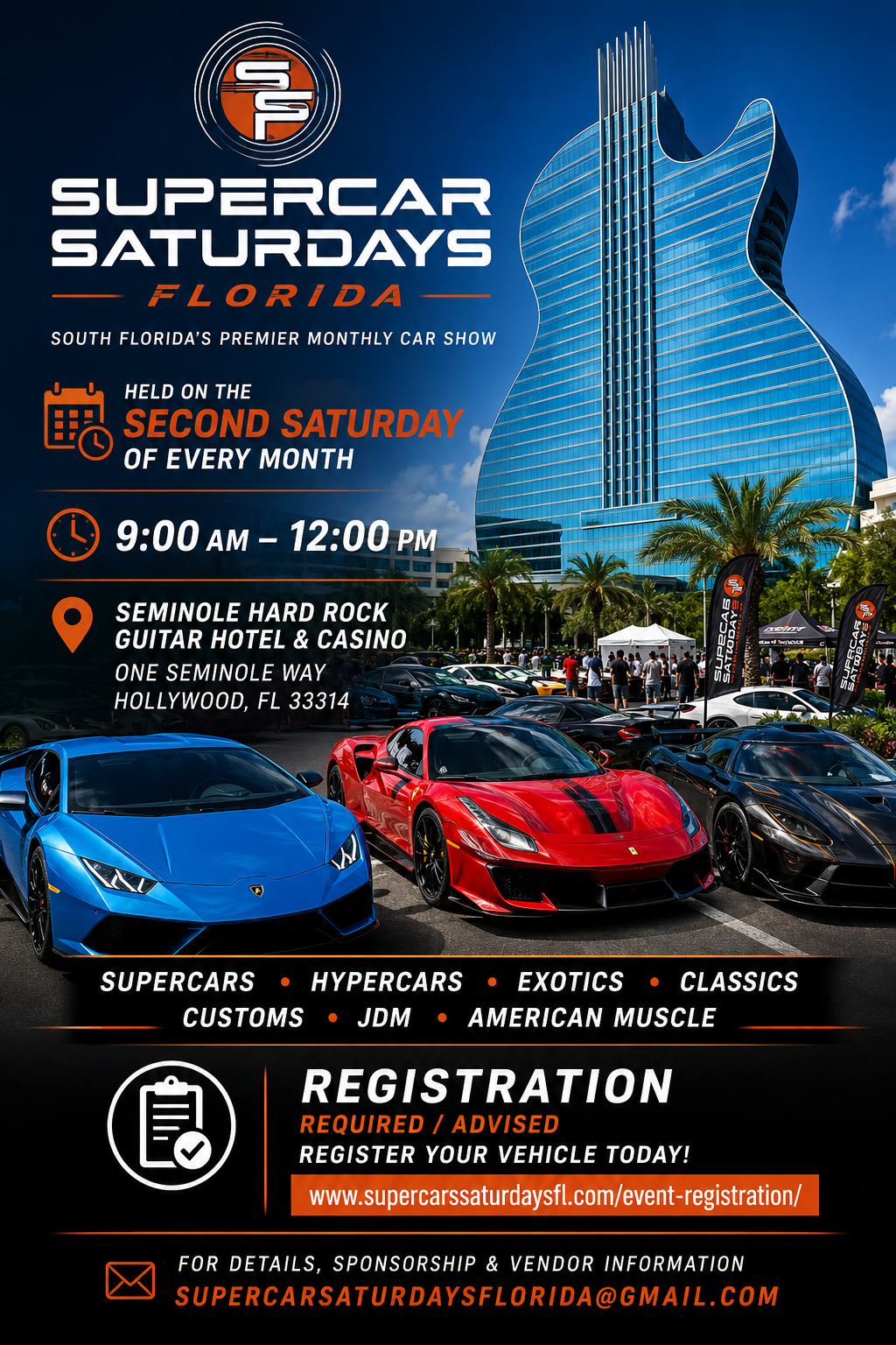 Supercar Saturdays Florida at the Seminole Hard Rock Hotel Hollywood Florida