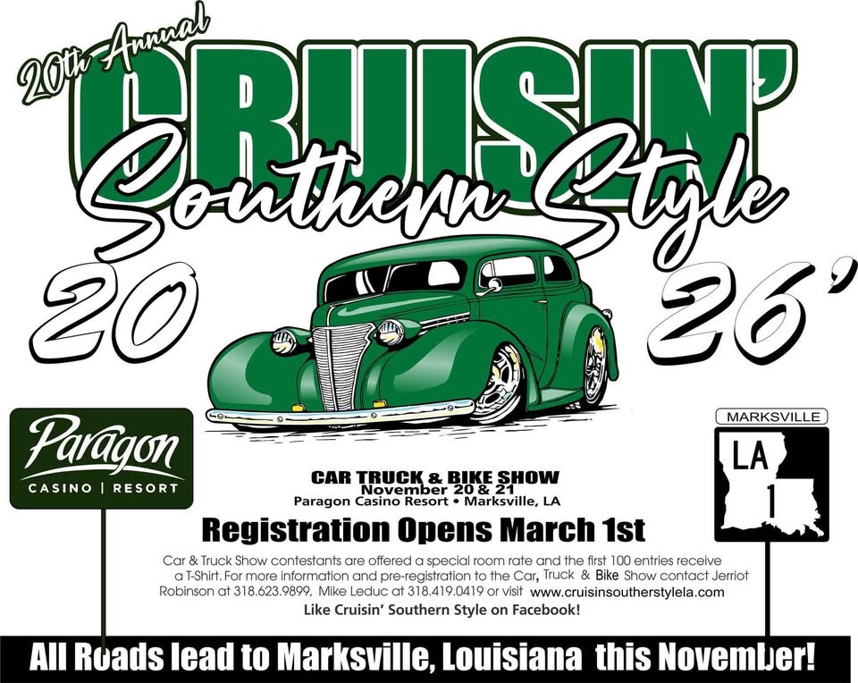 Flyer for 20th Annual Cruisin' Southern Style Car Truck & Bike Show
