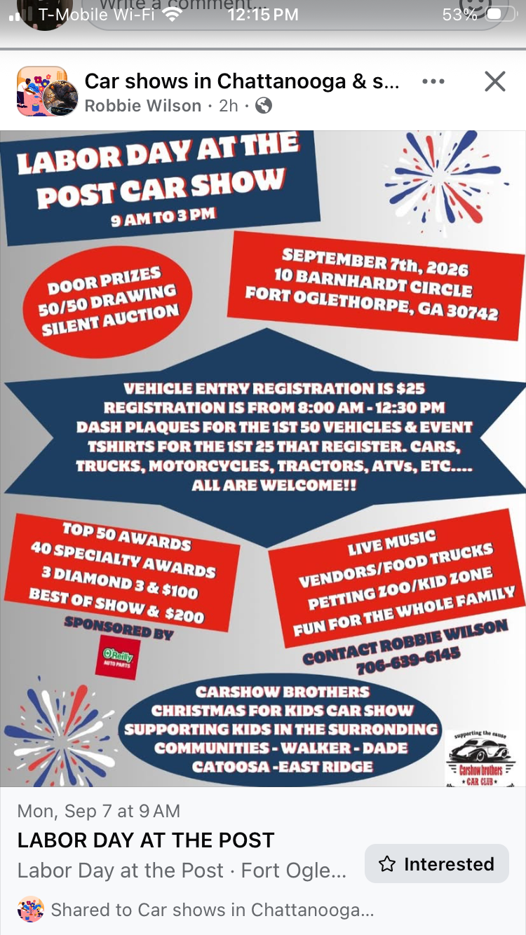 Labor Day at the Post Car Show flyer