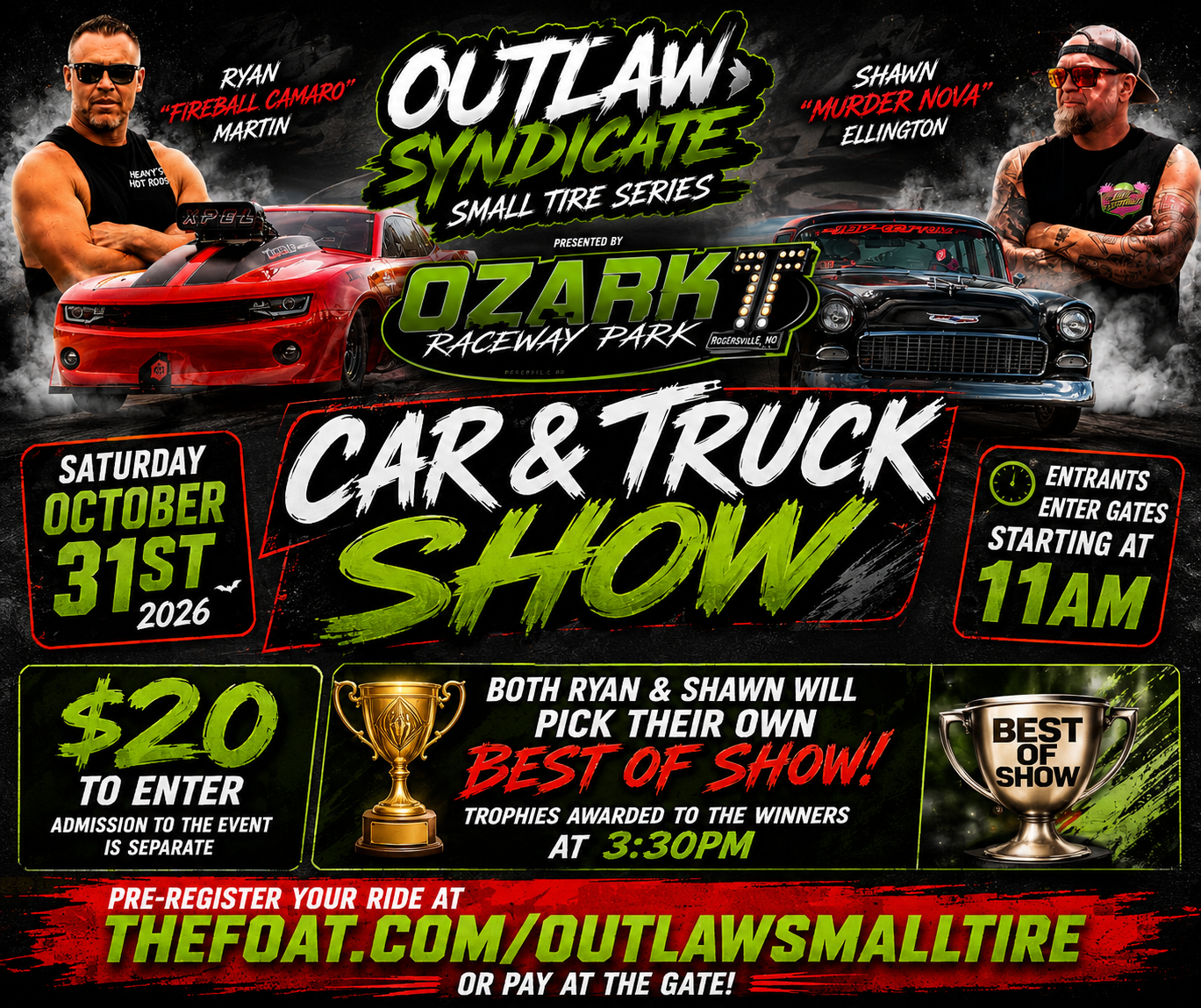 Flyer for Outlaw Syndicate Small Tire Series Car & Truck Show