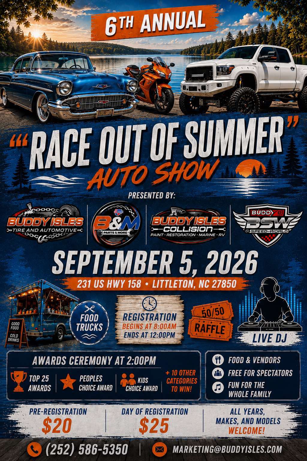6th Annual Race Out of Summer Auto Show flyer