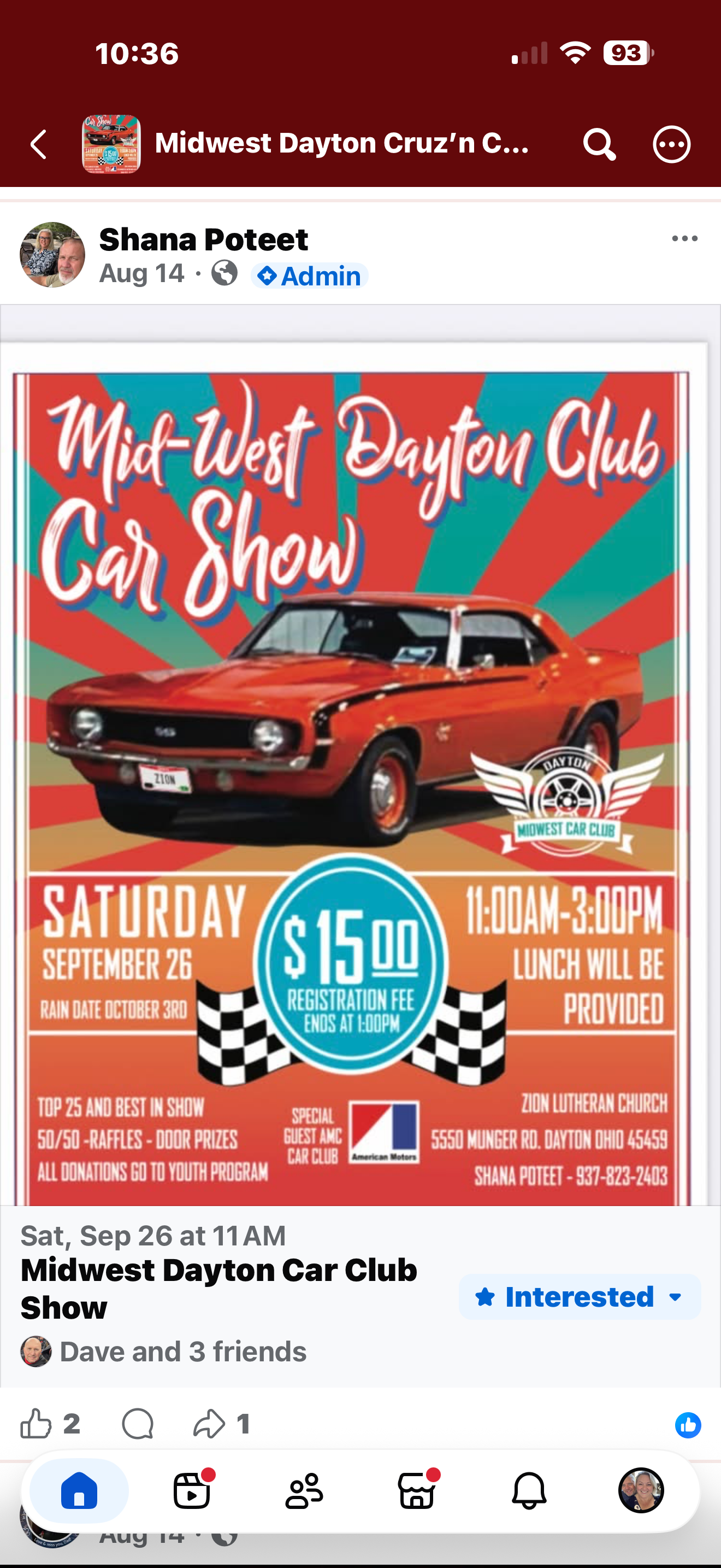 Midwest Dayton Car Club Show flyer