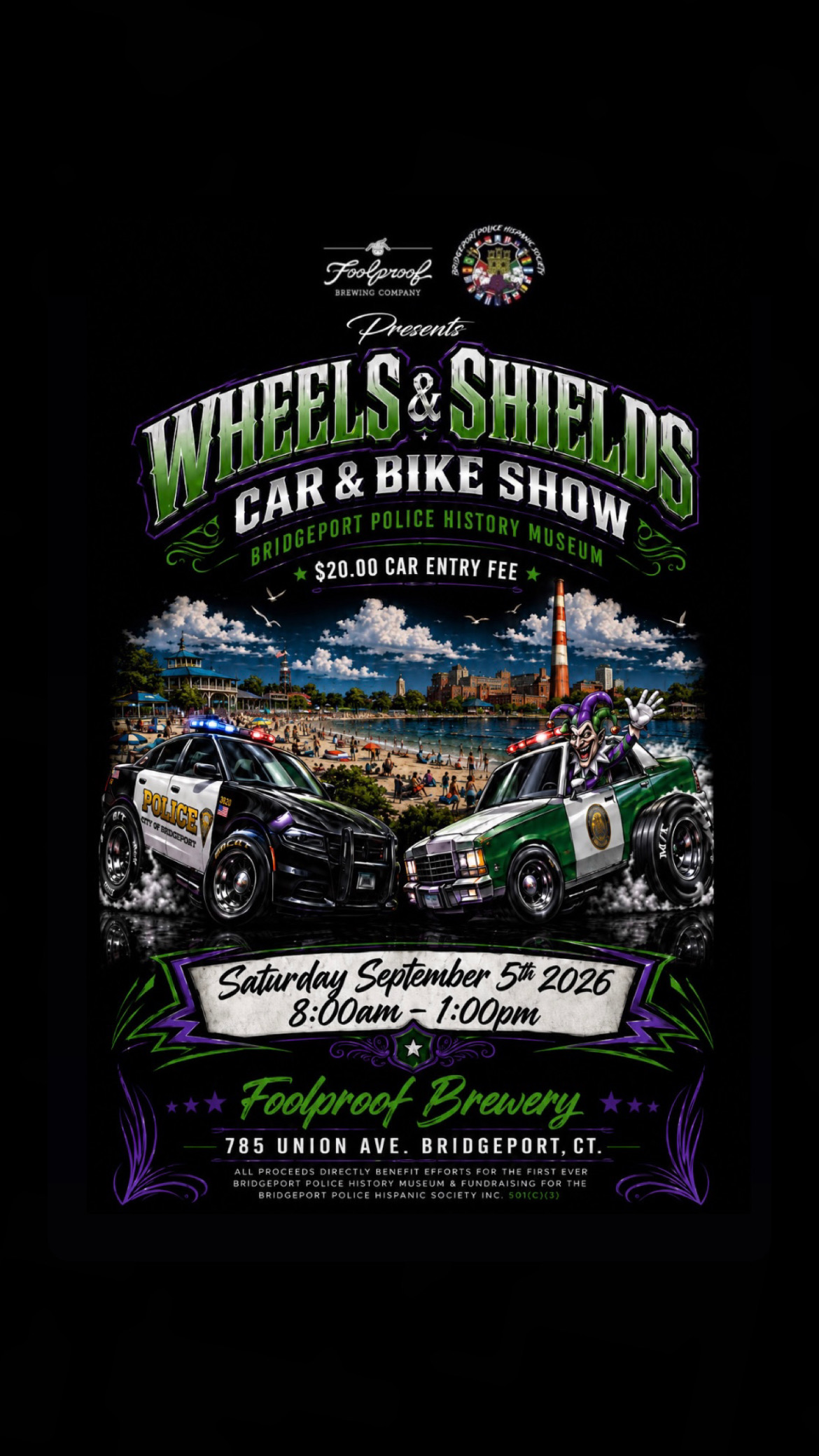 Wheels & Shields Car & Bike Show flyer