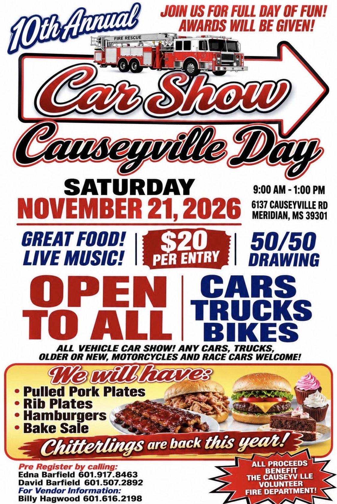 Flyer for 10th Annual Car Show Causeyville Day