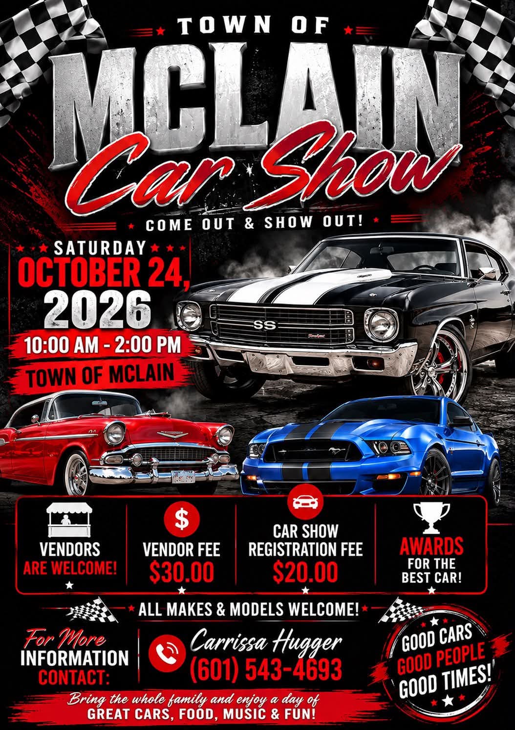 Flyer for Town of McLain Car Show