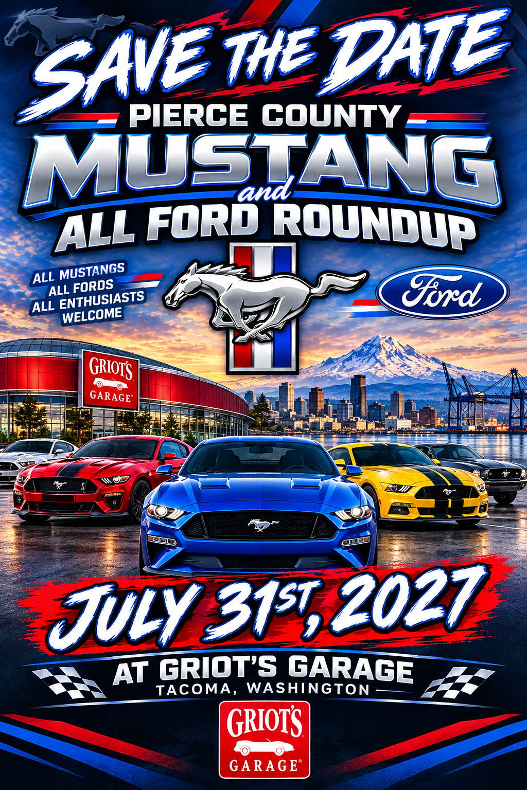 Flyer for Pierce County Mustang and All Ford Roundup